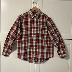 Patagonia Mens Organic Cotton Plaid Long Sleeve Button Down Shirt Red XL